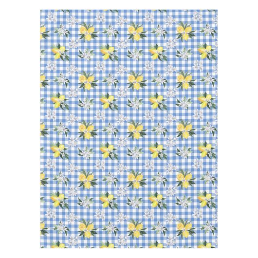 Gelbe Zitronen und Blauer Gingham-Karo Tischdecke (Vorderseite)