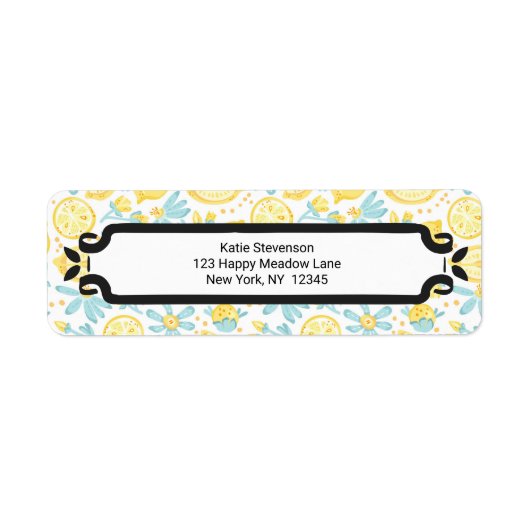 Gelbe Zitronen und Blumen Illustriertes Muster (Vorne)