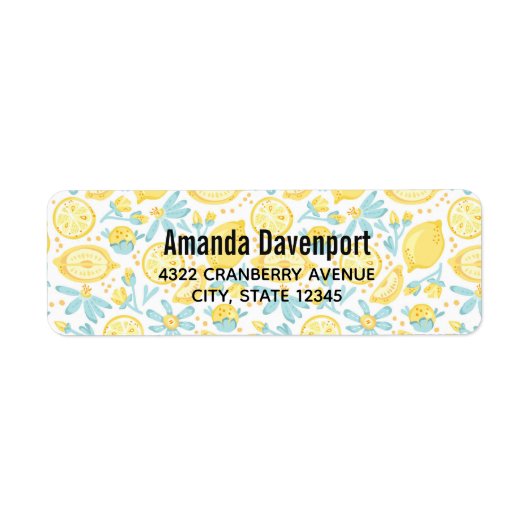 Gelbe Zitronen und Blumen Illustriertes Muster L (Vorne)