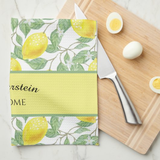 Gelbe Zitronen und grüne Blätter Geschirrtuch (Viertel Falte)