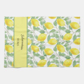 Gelbe Zitronen und grüne Blätter Geschirrtuch (Horizontal)