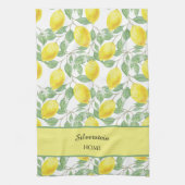 Gelbe Zitronen und grüne Blätter Geschirrtuch (Vertikal)