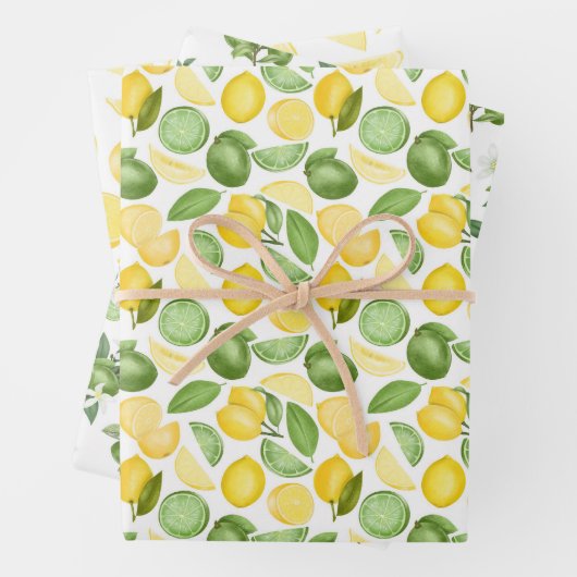 Gelbe Zitronen und Limonen auf dem Weinberg Geschenkpapier Set (Beispiel)