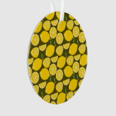 Gelbe Zitronen und Olivgrün-Muster: Moderne Zitrus Ornament (Vorderseite)