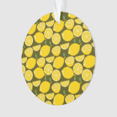 Gelbe Zitronen und Olivgrün-Muster: Moderne Zitrus Ornament (Vorderseite)