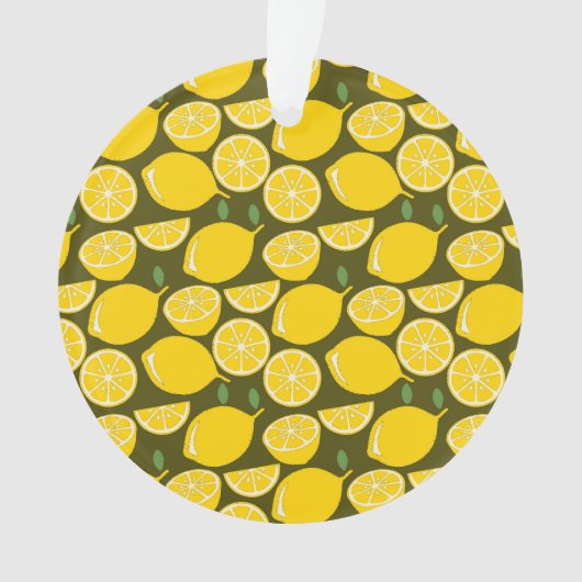 Gelbe Zitronen und Olivgrün-Muster: Moderne Zitrus Ornament (Vorderseite)