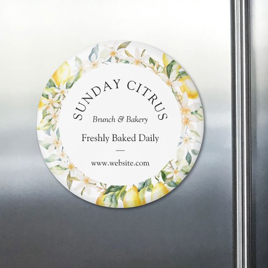 Gelbe Zitronen und weiße Blume Blumenreste Magnet