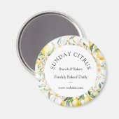 Gelbe Zitronen und weiße Blume Blumenreste Magnet (Vorderseite/Rückseite)