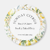 Gelbe Zitronen und weiße Blume Blumenreste Magnet (Vorne)