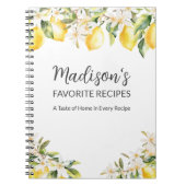 Gelbe Zitronen und weiße Blume Rezept Notizblock (Vorderseite)