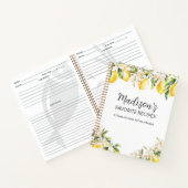 Gelbe Zitronen und weiße Blume Rezeptbuch Notizblock (Innenseite)