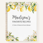 Gelbe Zitronen und weiße Blume Rezeptbuch Notizblock (Vorderseite)