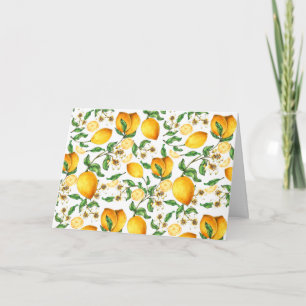 Gelbe Zitronen und Zitronenblüten schön   Karte