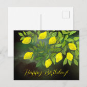 Gelbe Zitronen und Zweige Postkarte (Vorne/Hinten)
