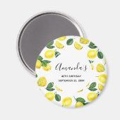 Gelbe Zitronen Wasserfarben Fruchtmuster Geburtsta Magnet (Vorderseite/Rückseite)