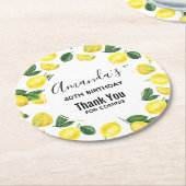 Gelbe Zitronen Wasserfarben Fruchtmuster Geburtsta Runder Pappuntersetzer (Angewinkelt)
