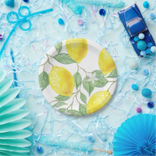 Gelbe Zitronen zur Weingestaltung Pappteller (Party)