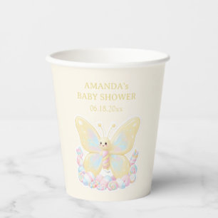 Gelbe Zitronencreme-Schmetterling-Baby-Party Pappbecher