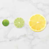 Gelbe Zitronenfrüchte, frisch Konfetti (Vorderseiten)