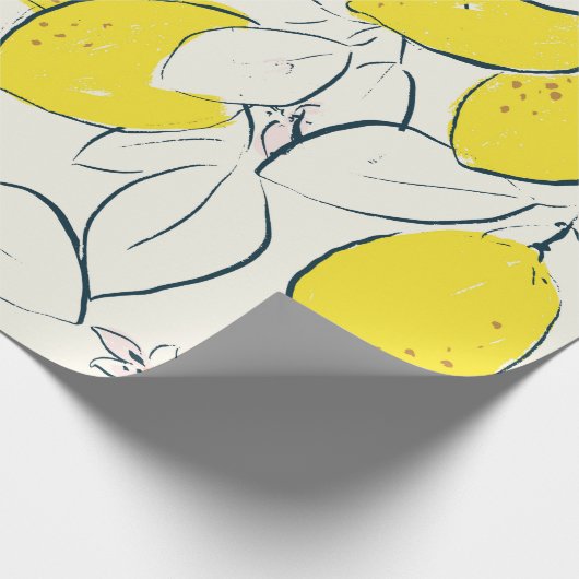 Gelbe Zitronenfrüchte handgezeichnete Abbildung  Geschenkpapier (Ecke)