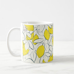 Gelbe Zitronenfrüchte handgezeichnete Abbildung Kaffeetasse