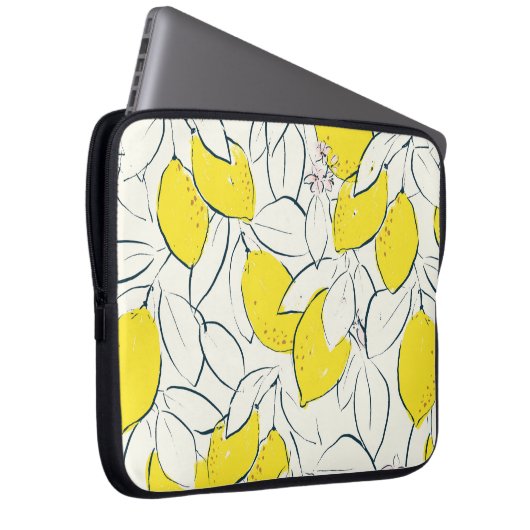 Gelbe Zitronenfrüchte handgezeichnete Abbildung  Laptopschutzhülle (Vorne Rechts)