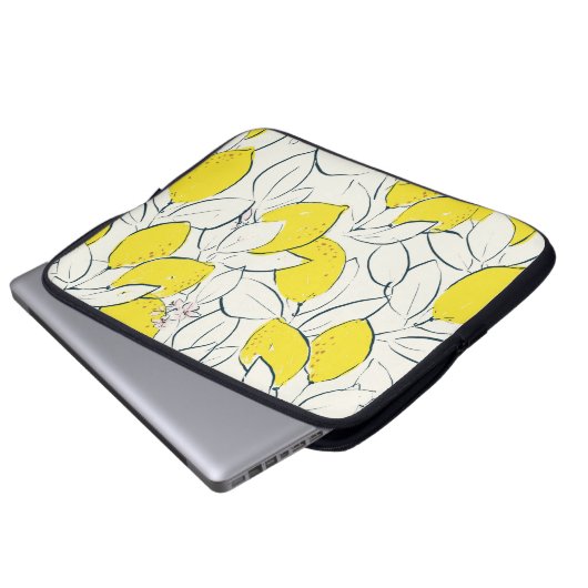 Gelbe Zitronenfrüchte handgezeichnete Abbildung Laptopschutzhülle (Vorne Knopf)