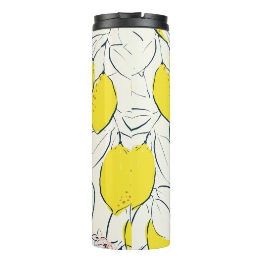 Gelbe Zitronenfrüchte handgezeichnete Abbildung  Thermosbecher (Rückseite)