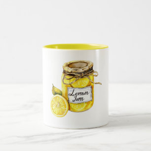 Gelbe Zitronenmarmelade Zweifarbige Tasse