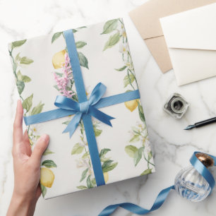 Gelbe Zitronenreben Florale Hochzeitsdusche Geschenkpapier