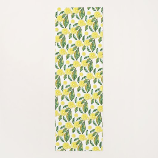 Gelbe Zitronenschale Wasserfarben Kunst, Dichtung Yogamatte (Rückseite)