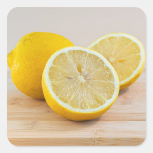 Gelbe Zitronenscheiben Food Fotografie Stillleben Quadratischer Aufkleber