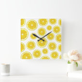 Gelbe Zitronenscheiben frische Früchte Quadratische Wanduhr (Zuhause)
