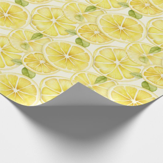 Gelbe Zitronenscheiben Wasserfarbe Geschenkpapier (Ecke)