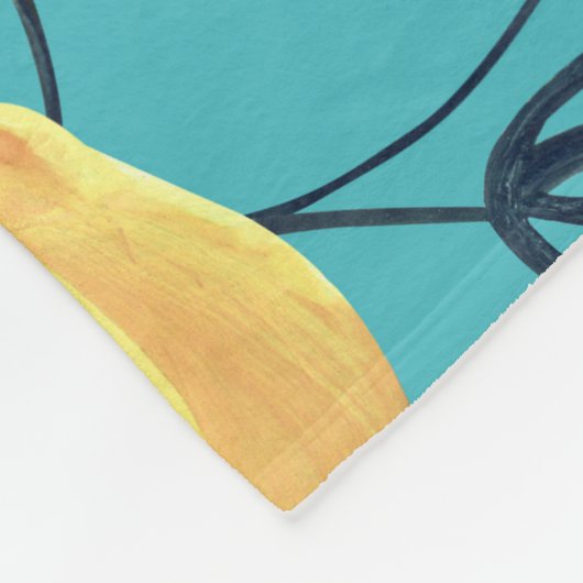 Gelbe Zitronenspinnmuster auf Türkis. Fleecedecke (Ecke)