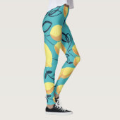 Gelbe Zitronenspinnmuster auf Türkis. Leggings (Rechts)