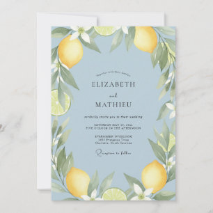 Gelbe Zitrus-Eukalyptus-Hochzeit Einladung