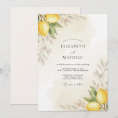 Gelbe Zitrusblättrige Hochzeit Einladung (Vorne/Hinten)