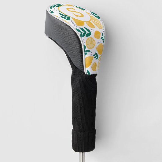 Gelbe Zitrusfrüchte-Muster Monogram Golf Headcover (angewinkelt)
