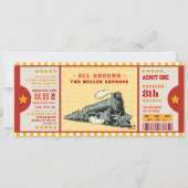 Gelbe Zugfahrkarte Geburtstag Boarding Pass Einladung (Vorderseite)