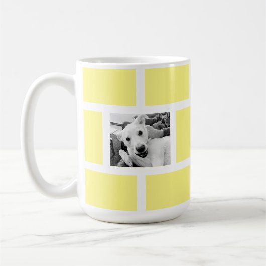 Gelbe zwei Foto Modernes Square Design Funny Dog Kaffeetasse (Links)