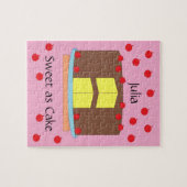 Gelben Kuchen und Kirschen: Rosa Puzzle (Horizontal)