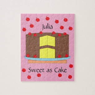 Gelben Kuchen und Kirschen: Rosa Puzzle