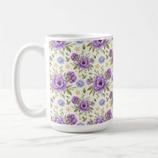 GELBEN MIT SCHATTEN LILA WASSERFARBENER BLUME KAFFEETASSE (Links)