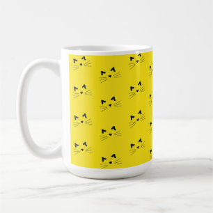 GELBEN MIT SCHWARZEN KATZRADSCHEIBEN UND OHREN KAFFEETASSE