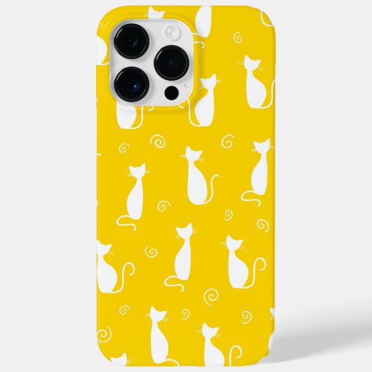 GELBEN MIT WEISSEN SITZENDEN KATZMUSTER Case-Mate iPhone HÜLLE (Rückseite)