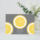 GELBEN UND GRAUER LEMOM THEMED UAWG REPONSE CARDS RSVP KARTE (Stehend Vorderseite)
