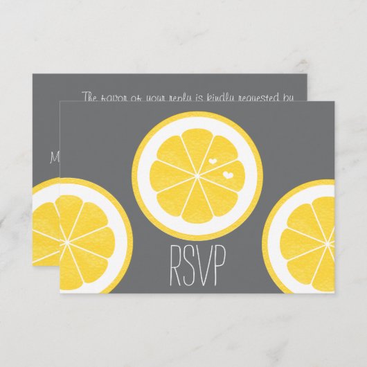 GELBEN UND GRAUER LEMOM THEMED UAWG REPONSE CARDS RSVP KARTE (Vorne/Hinten)