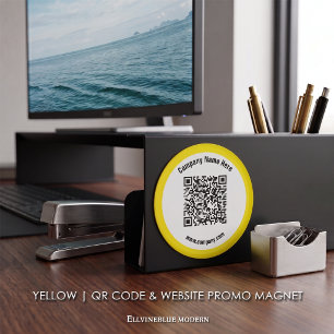 Gelbener maßgeschneiderter QR-Code & Website-Promo Magnet