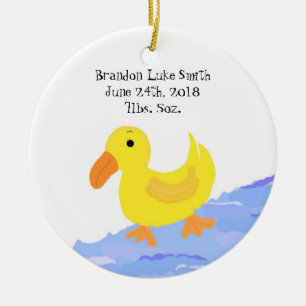 Gelbente Geburtsanzeige Keramik Ornament